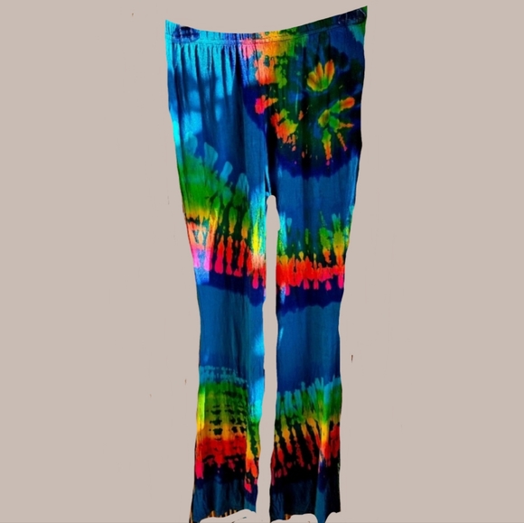 TIE DYE *8 Colors Avail* Rayon Stretch Bell Bottom Pant OS NEW - Picture 8 of 16